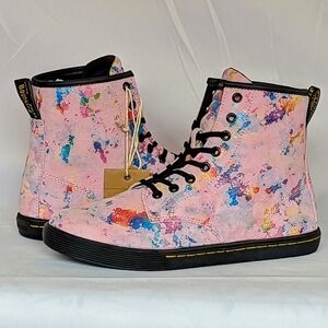 Dr. Martens Sheridan Boots Suede Lace Up Lightweight Rainbow Burst Pink 9 NIB